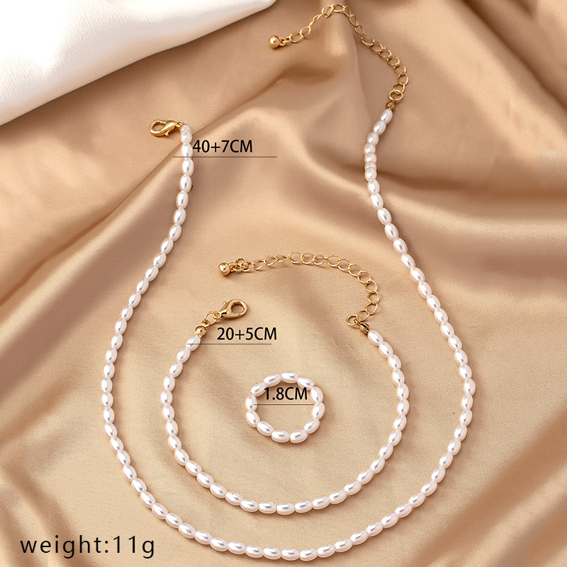 Elegant Retro Pearl Imitation Pearl Alloy Women's Rings Bracelets Necklace display picture 4