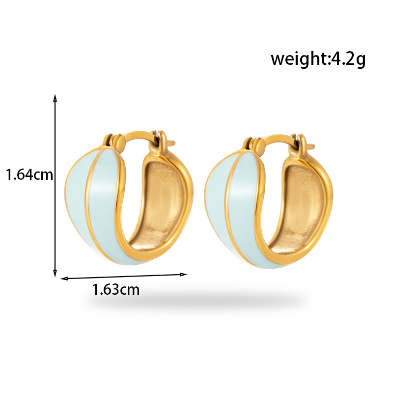 1 Pair Vintage Style C Shape Square Plating Stainless Steel 18k Gold Plated Hoop Earrings display picture 2