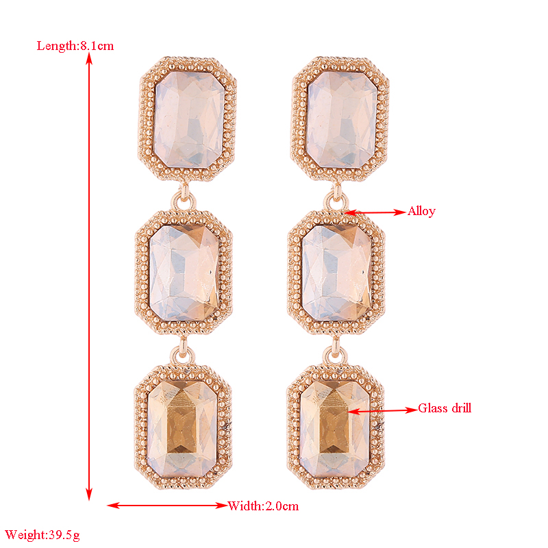 1 Pair Classic Style Shiny Rectangle Plating Inlay Alloy Rhinestones Glass Gold Plated Drop Earrings display picture 1