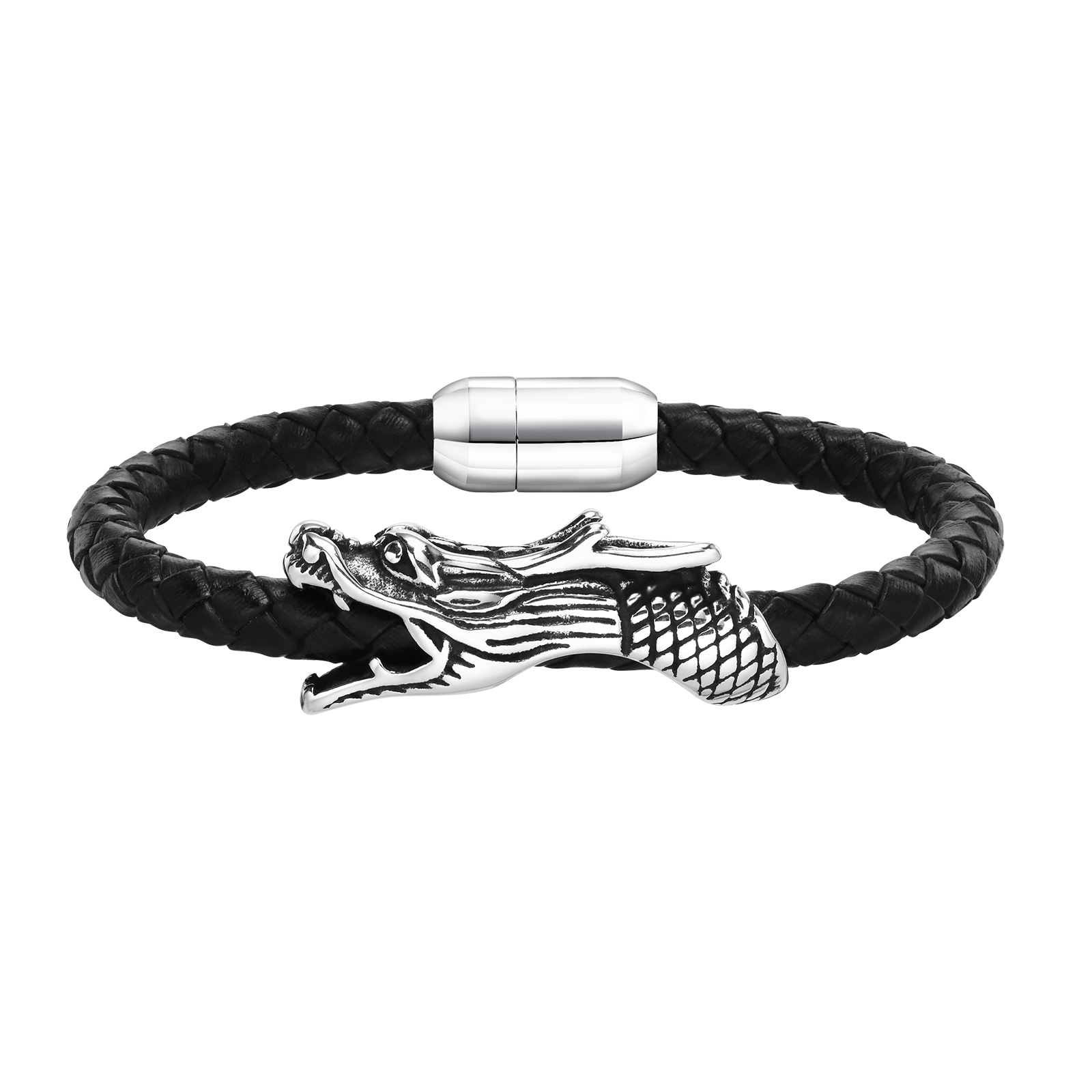 Punk Dragon Stainless Steel Leather Men's Bangle display picture 6
