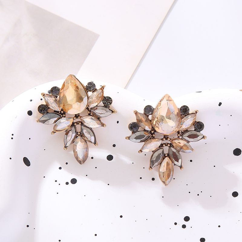 1 Pair Elegant Classic Style Flower Inlay Glass Rhinestones Ear Studs display picture 3