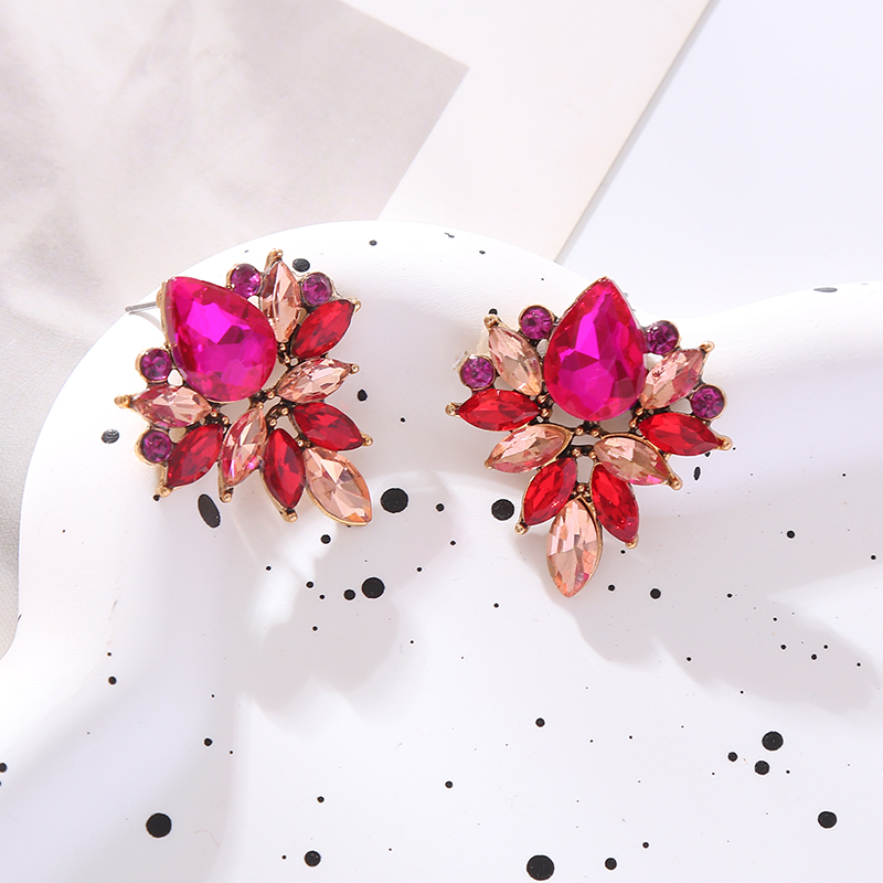 1 Pair Elegant Classic Style Flower Inlay Glass Rhinestones Ear Studs display picture 4