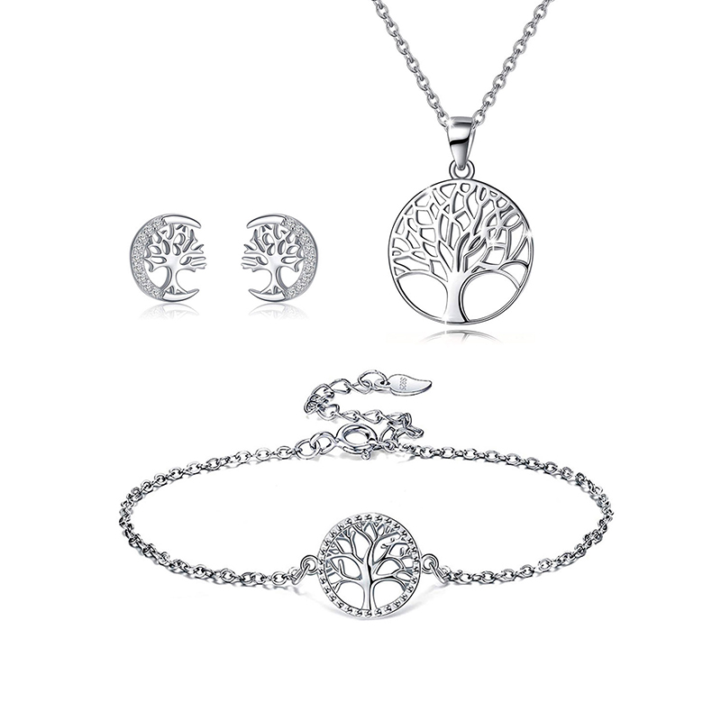 Elegant Tree Sterling Silver Plating Women's Bracelets Earrings Necklace display picture 1