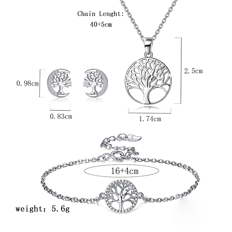 Elegant Tree Sterling Silver Plating Women's Bracelets Earrings Necklace display picture 5