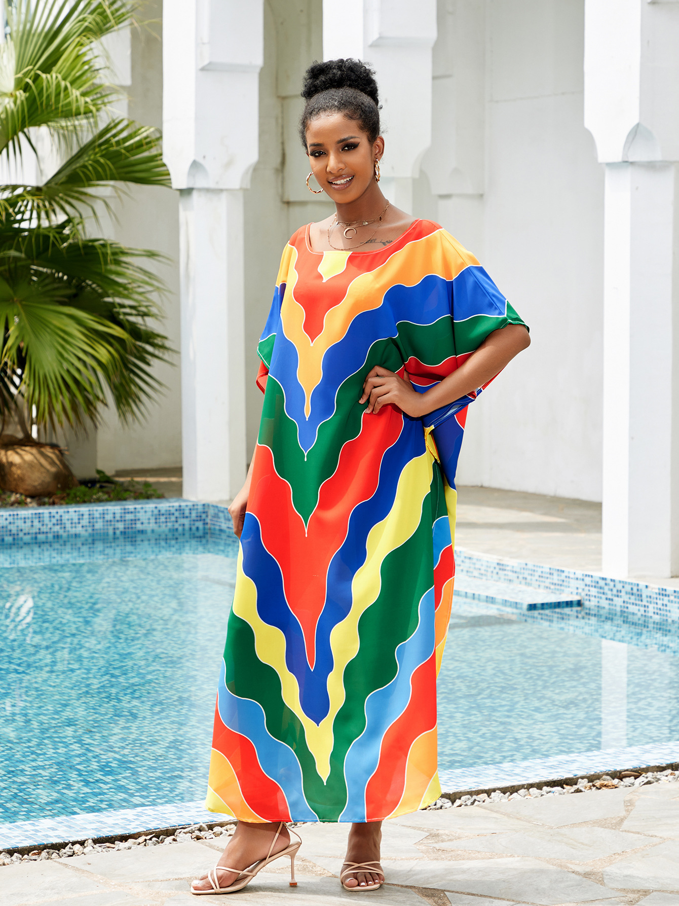 Femmes Bloc De Couleur Plage Cover Ups display picture 32