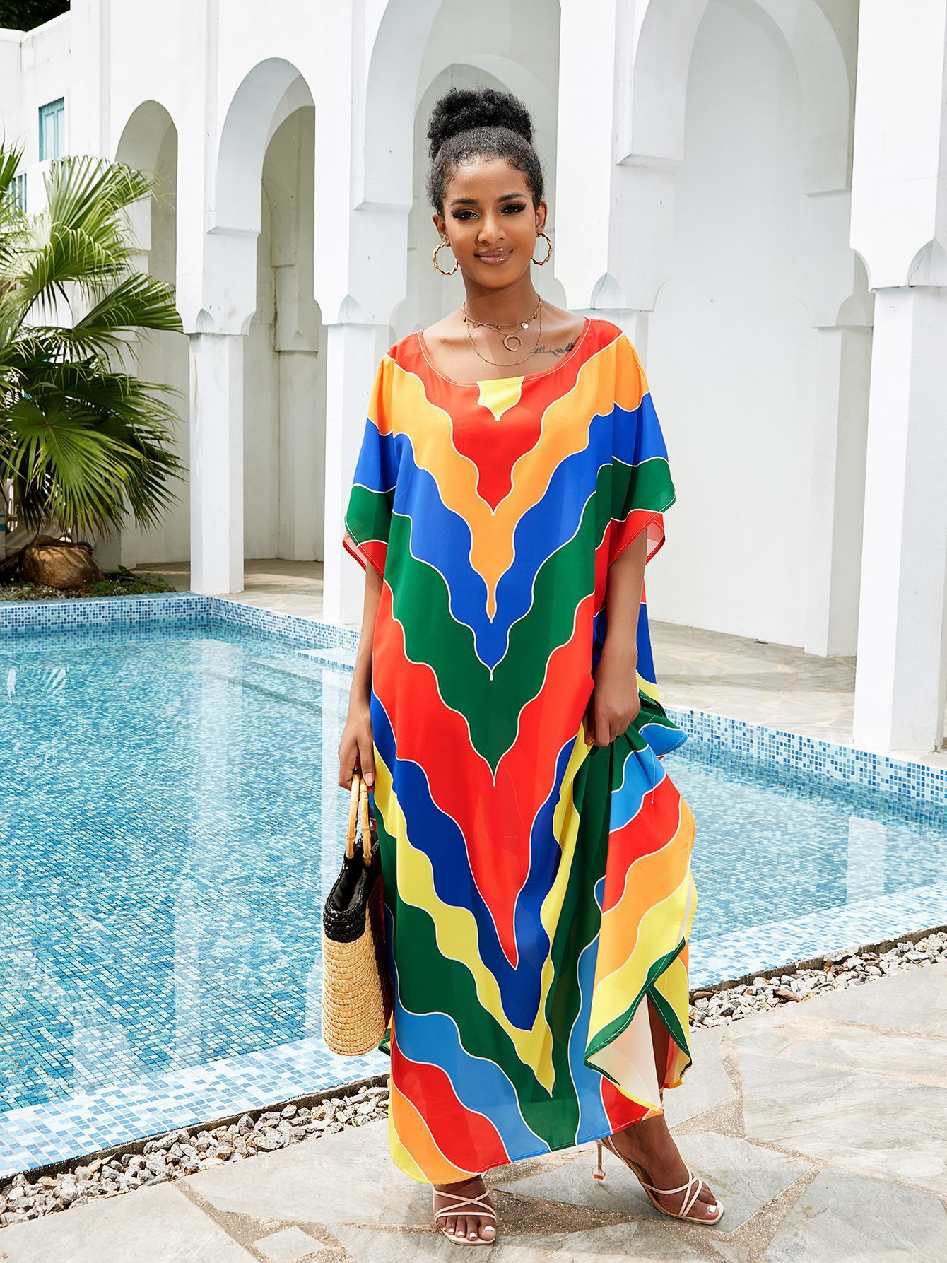 Femmes Bloc De Couleur Plage Cover Ups display picture 39