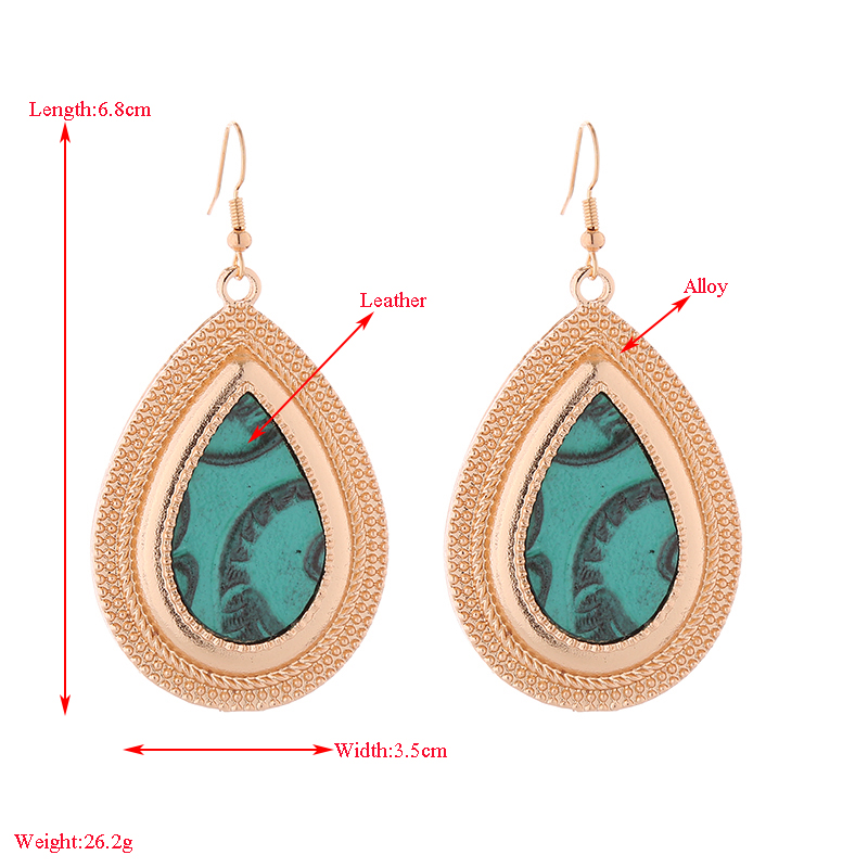 1 Pair Retro Water Droplets Plating Inlay Alloy Pu Drop Earrings display picture 1