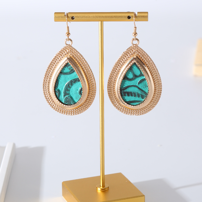 1 Pair Retro Water Droplets Plating Inlay Alloy Pu Drop Earrings display picture 5