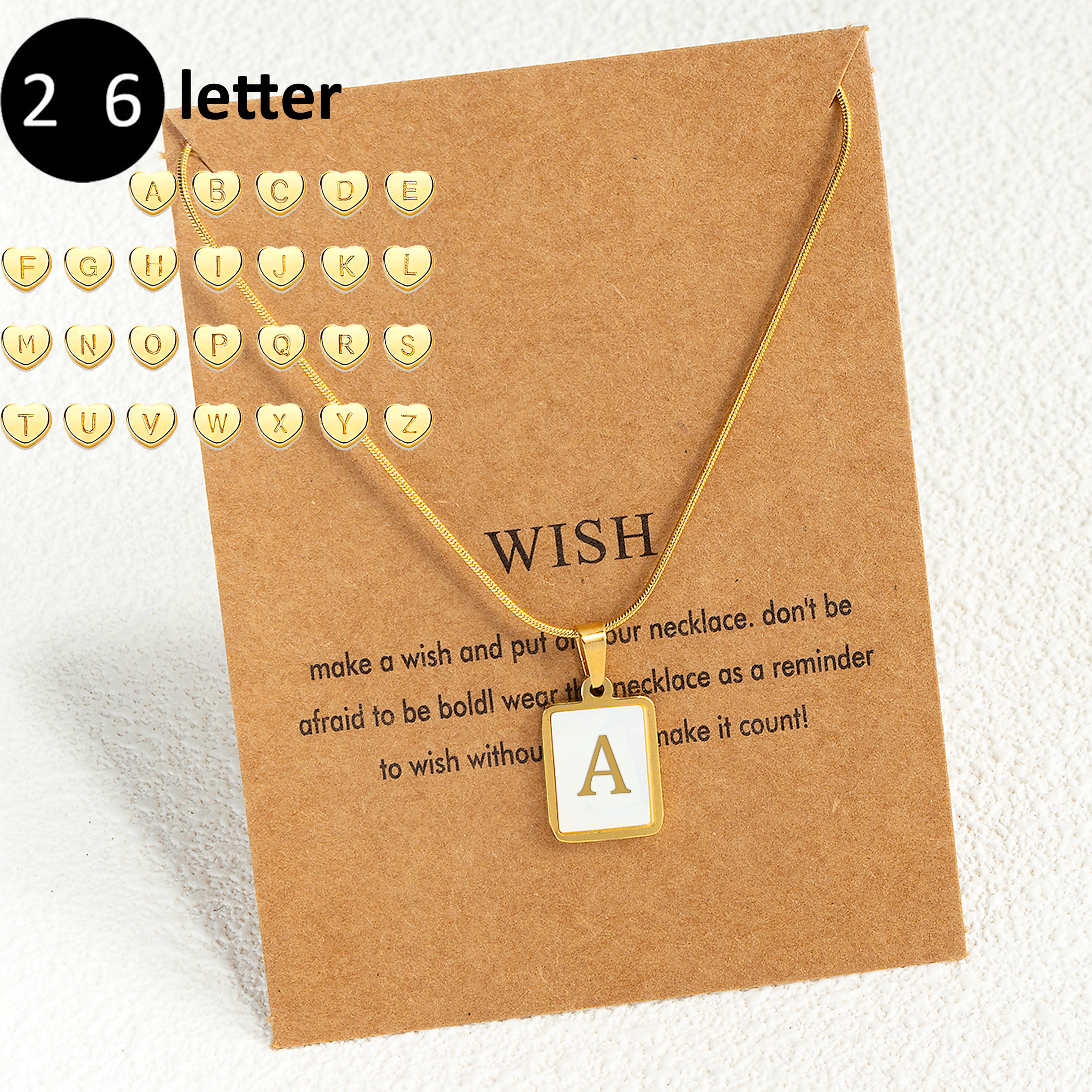 Wholesale Luxurious Letter Stainless Steel Plating Inlay 18K Gold Plated Shell Pendant Necklace display picture 2