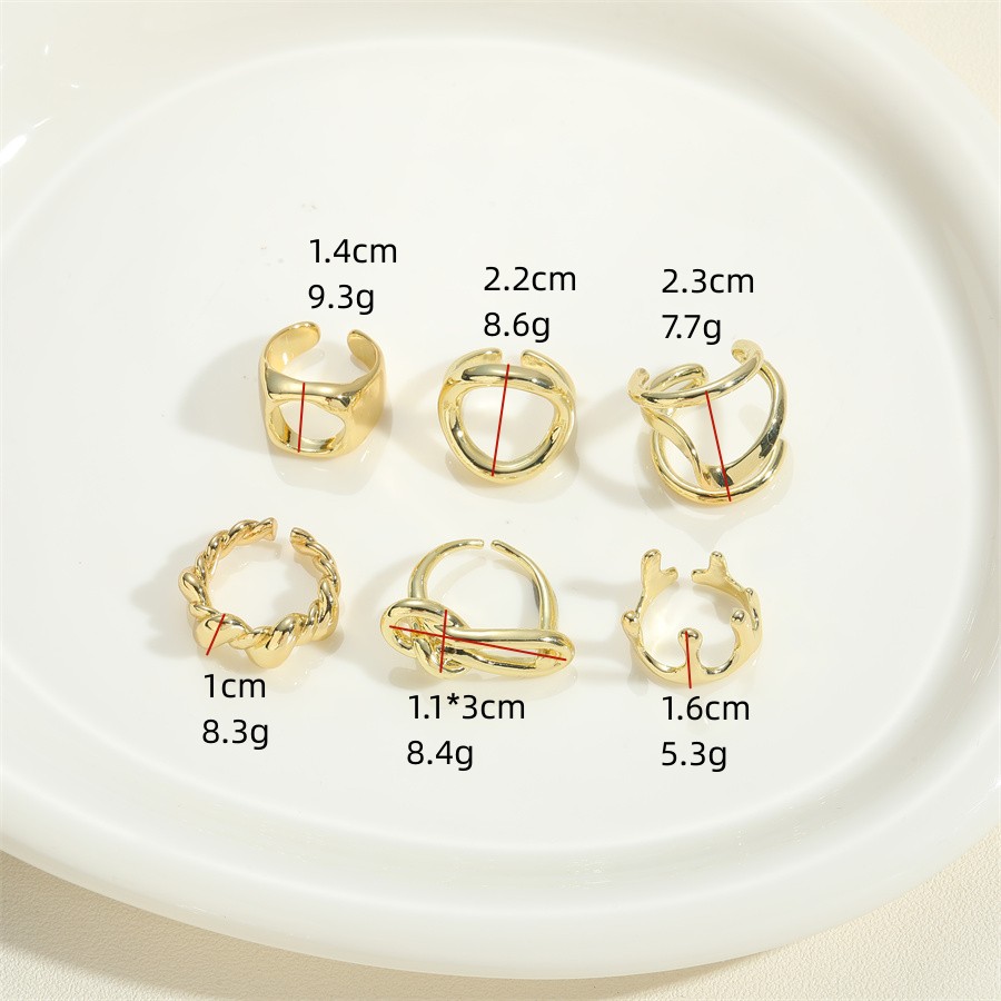 Einfacher Stil Geometrisch Kupfer Überzug 14 Karat Vergoldet Offener Ring display picture 1