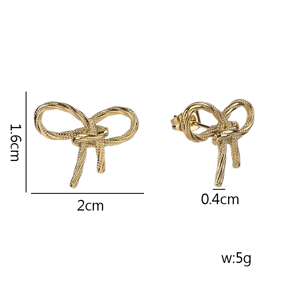 1 Pair Simple Style Classic Style Solid Color Bow Knot Plating Titanium Steel 18k Gold Plated Ear Studs display picture 4