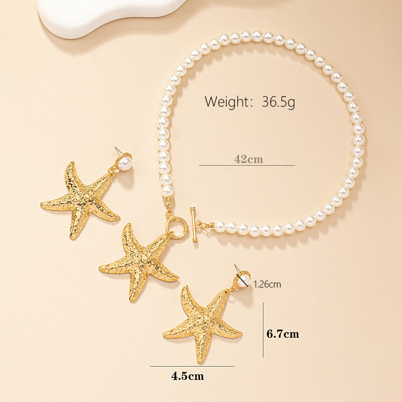 Fairy Style Elegant Starfish Alloy Plastic Ferroalloy Plating 14k Gold Plated Women's Earrings Necklace display picture 1