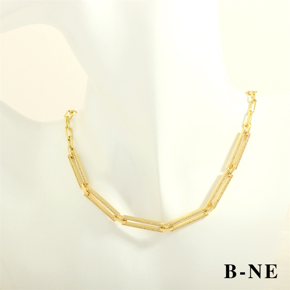 Elegant Lady Simple Style Geometric Copper Plating Inlay Zircon 18k Gold Plated Bracelets Necklace display picture 13