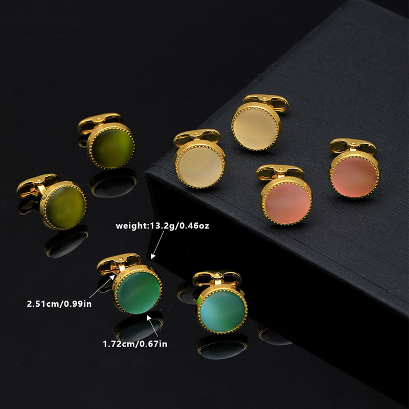 Formal Simple Style Shiny Round Alloy Inlay Crystal Zircon Unisex Cufflinks 1 Pair display picture 6