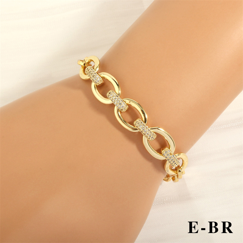 Elegant Lady Simple Style Geometric Copper Plating Inlay Zircon 18k Gold Plated Bracelets Necklace display picture 23
