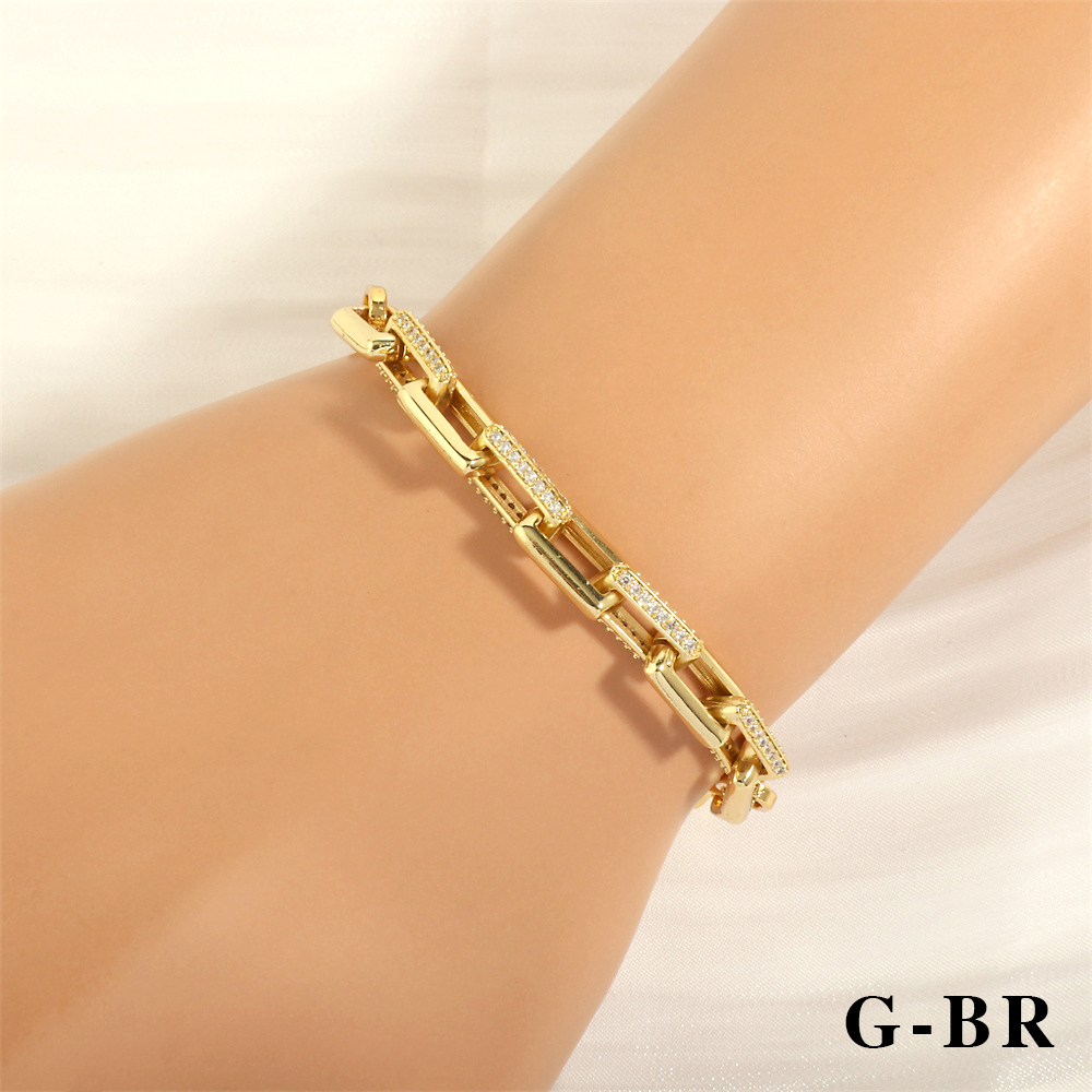 Elegant Lady Simple Style Geometric Copper Plating Inlay Zircon 18k Gold Plated Bracelets Necklace display picture 25