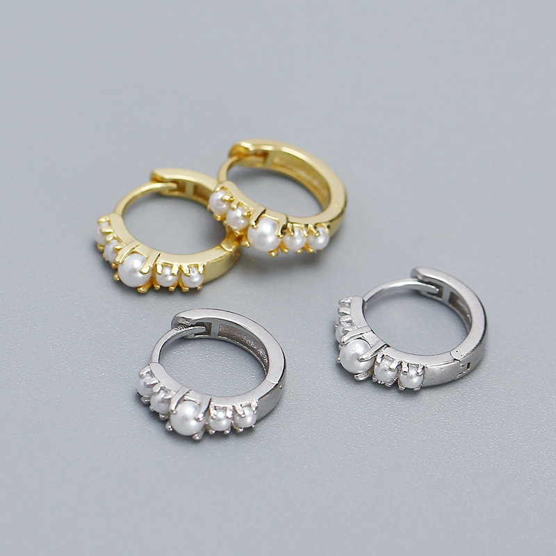 1 Paar Moderner Stil Klassischer Stil Geometrisch Überzug Inlay Sterling Silber Künstliche Perlen Ohrringe display picture 1