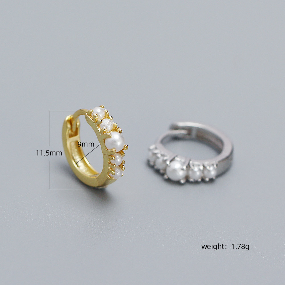 1 Paar Moderner Stil Klassischer Stil Geometrisch Überzug Inlay Sterling Silber Künstliche Perlen Ohrringe display picture 2
