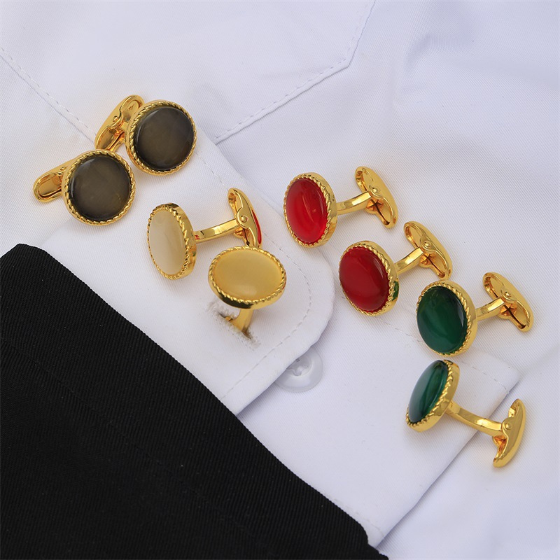 Formal Simple Style Shiny Round Alloy Inlay Crystal Zircon Unisex Cufflinks 1 Pair display picture 10