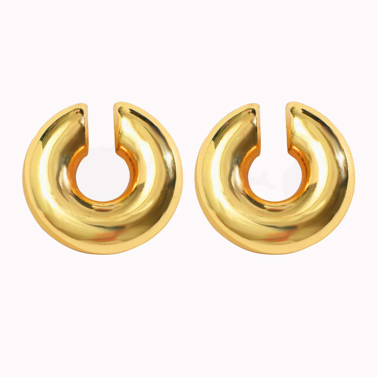1 Pair Vintage Style Simple Style Classic Style Circle Copper 18K Gold Plated Ear Cuffs display picture 1