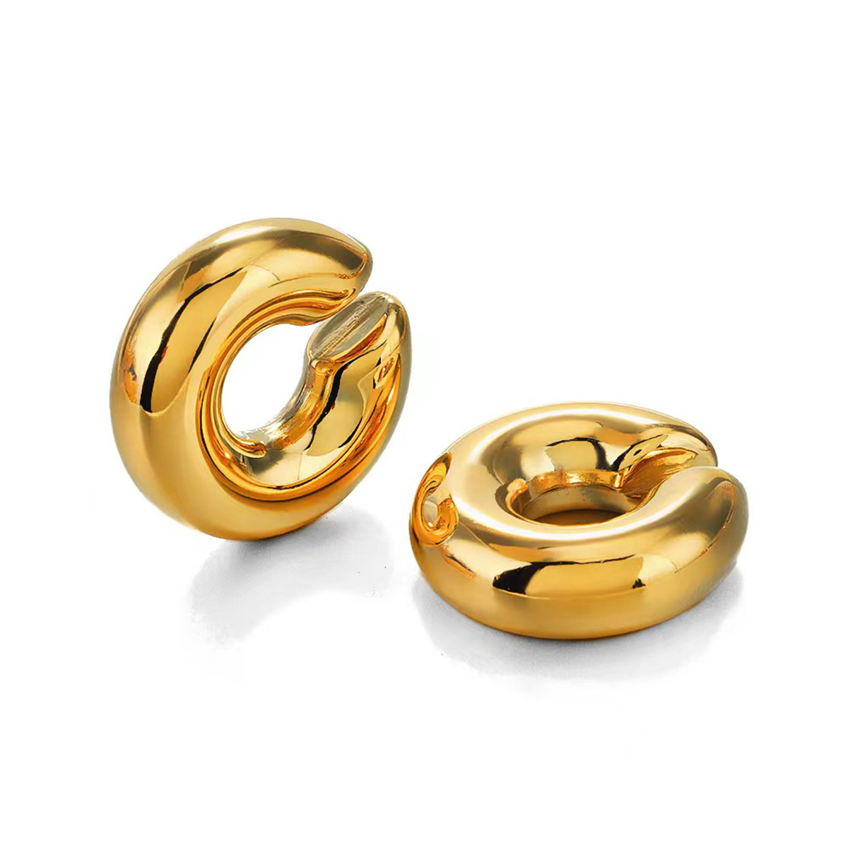 1 Pair Vintage Style Simple Style Classic Style Circle Copper 18K Gold Plated Ear Cuffs display picture 2