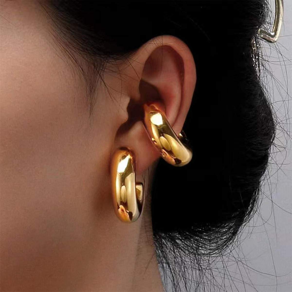 1 Pair Vintage Style Simple Style Classic Style Circle Copper 18K Gold Plated Ear Cuffs display picture 3