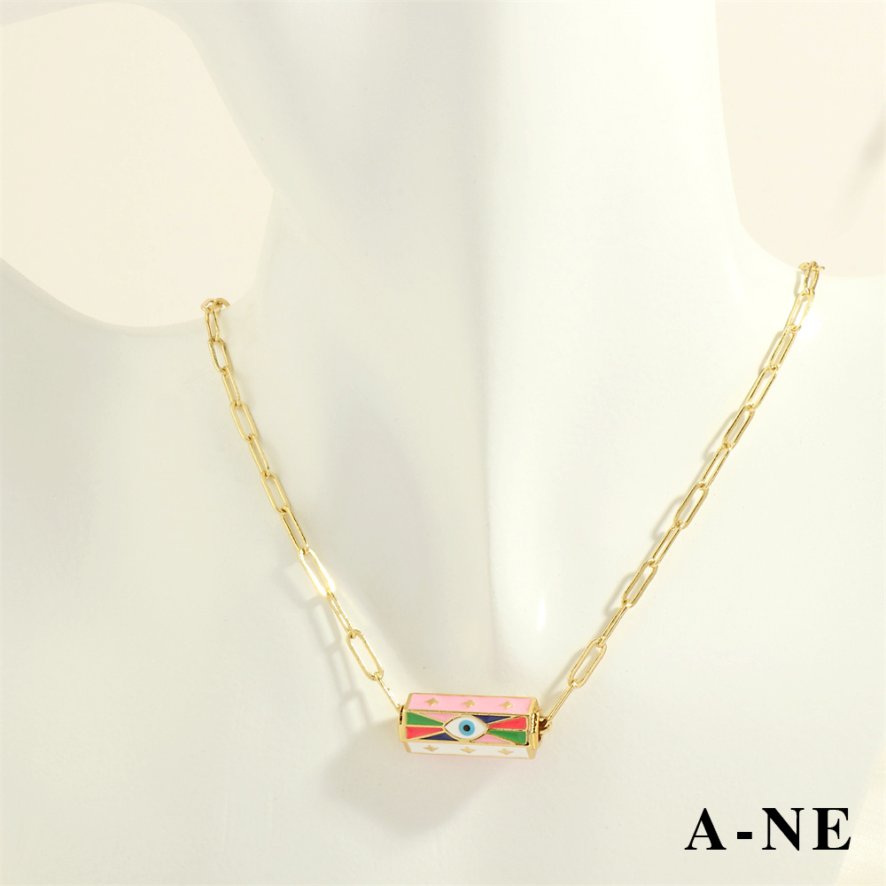 Elegant Simple Style Streetwear Devil's Eye Copper Enamel Plating 18k Gold Plated Bracelets Necklace display picture 11