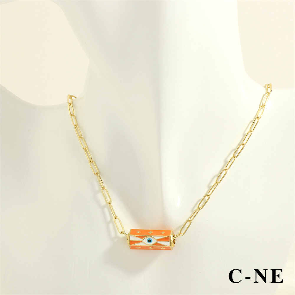 Elegant Simple Style Streetwear Devil's Eye Copper Enamel Plating 18k Gold Plated Bracelets Necklace display picture 13