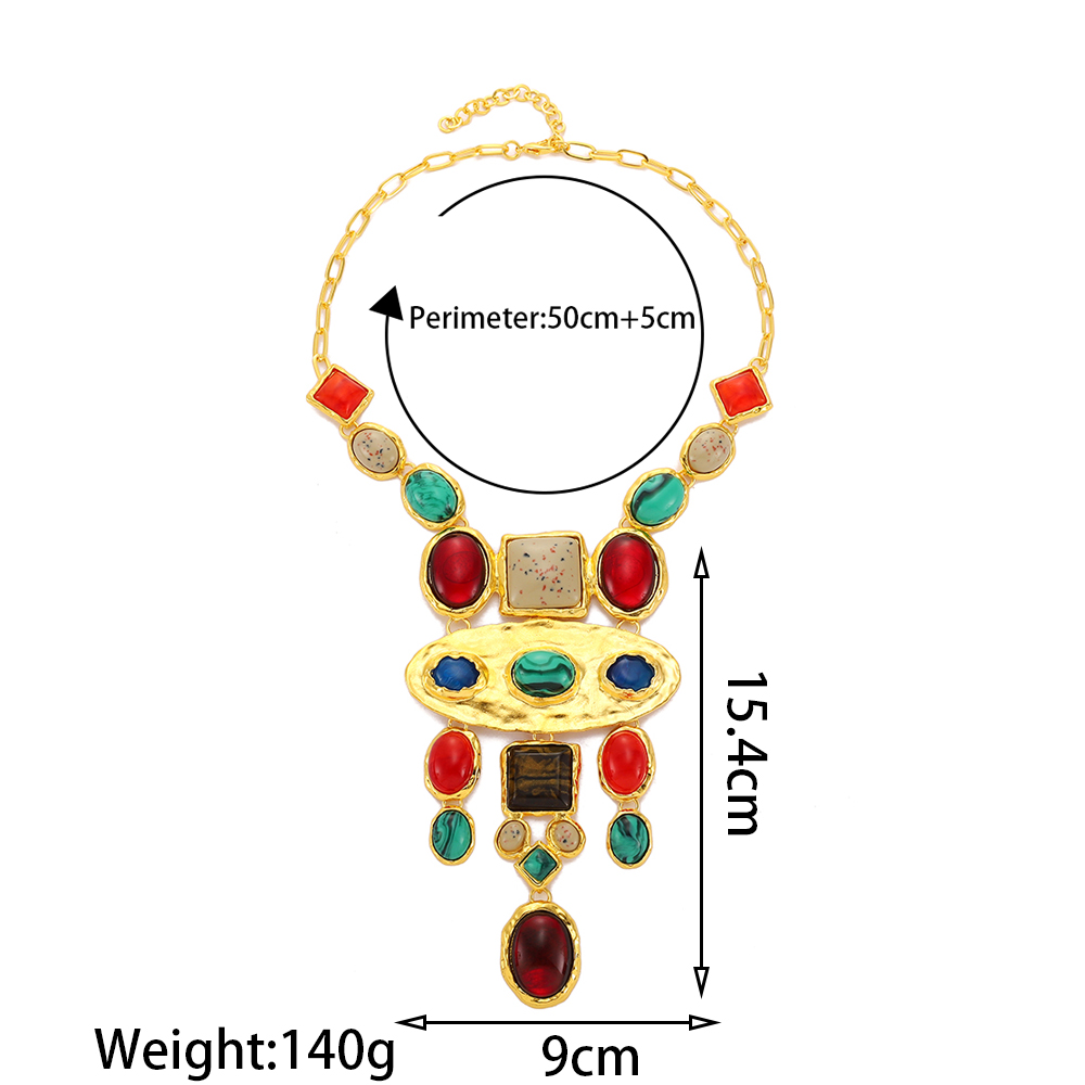 Elegant Luxurious Ethnic Style Geometric Artificial Gemstones Zinc Alloy Wholesale Pendant Necklace display picture 1