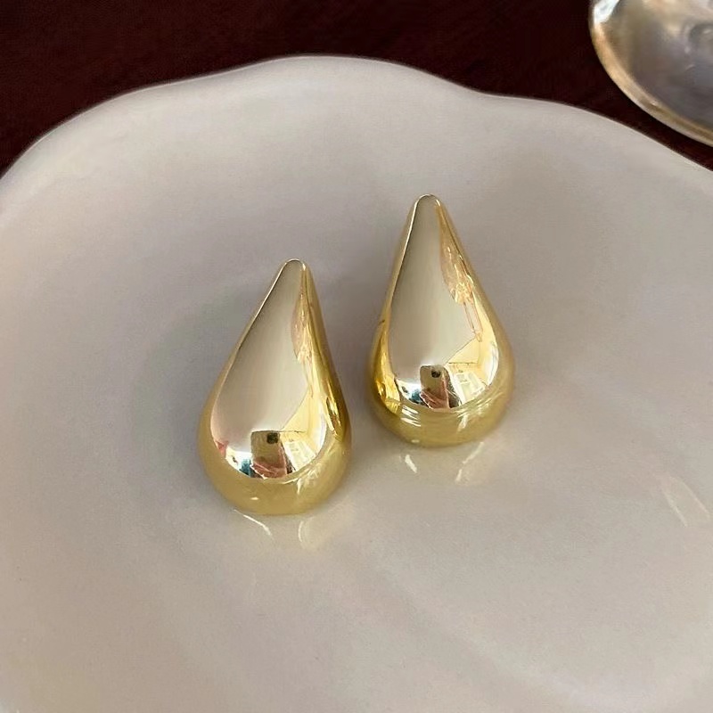 1 Pair Simple Style Water Droplets Alloy Gold Plated Silver Plated Ear Studs display picture 4