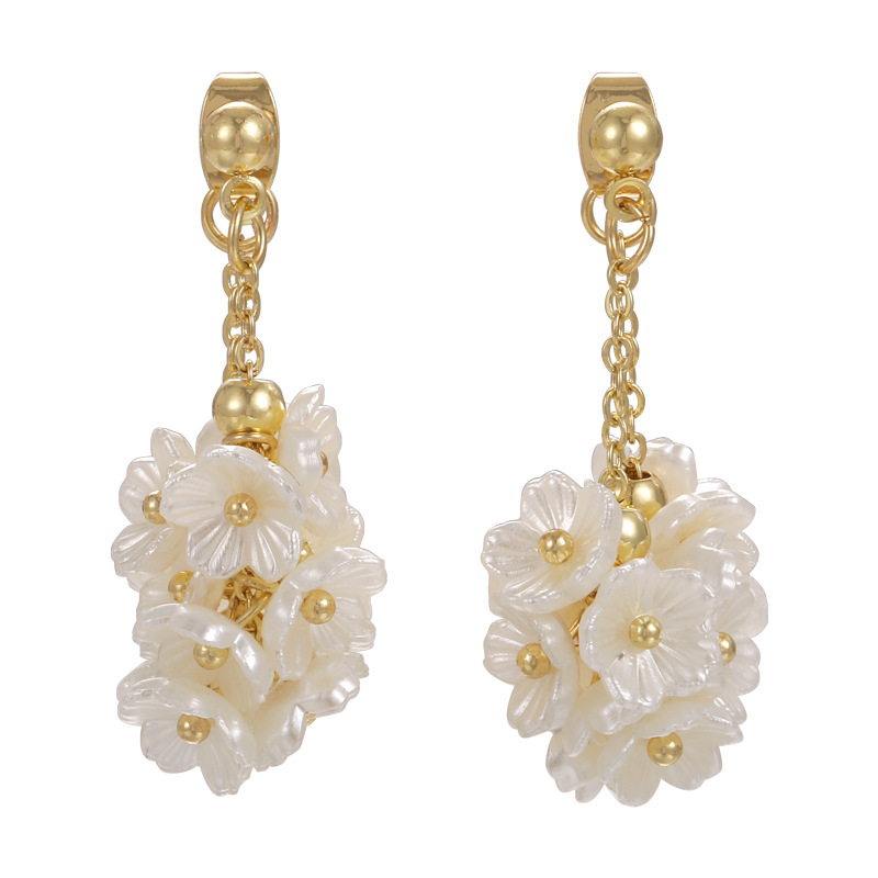 1 Pièce Glamour Dame Fleur Alliage Plastique Plaqué Or Boucles D'oreilles display picture 1