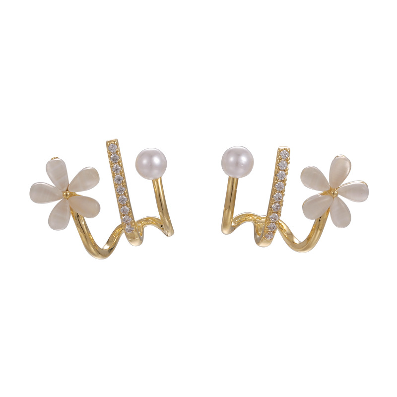 1 Piece Glam Lady Flower Copper Gold Plated Ear Cuffs display picture 1