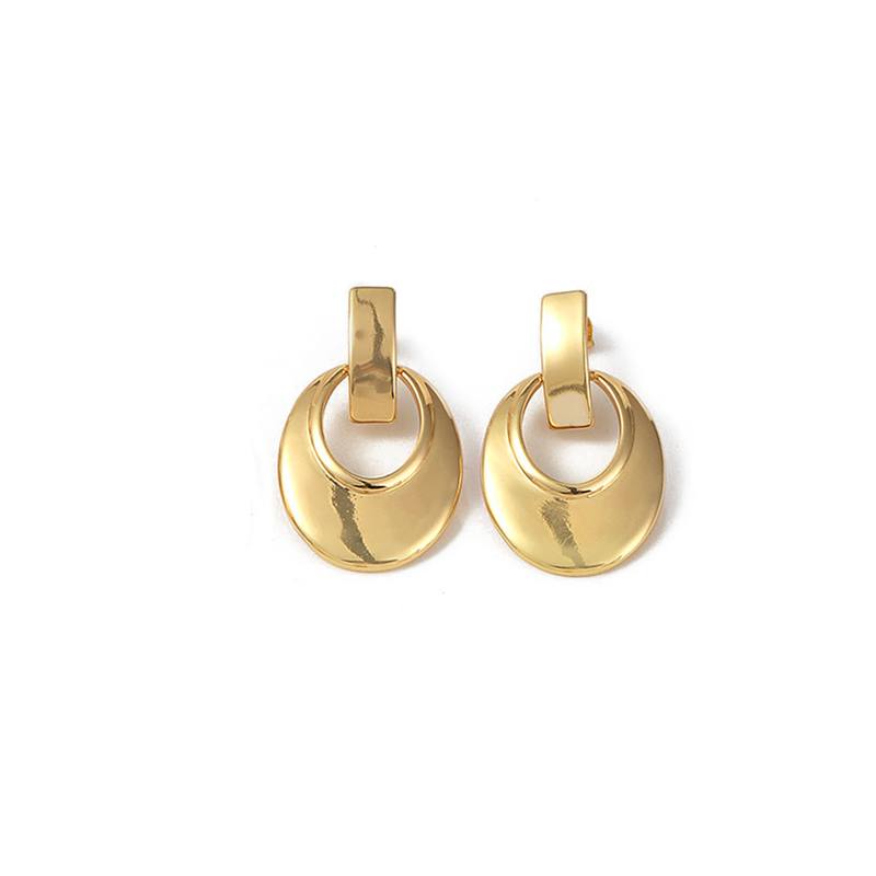 1 Pair Elegant Lady Circle Polishing Plating Copper 18k Gold Plated Drop Earrings display picture 2