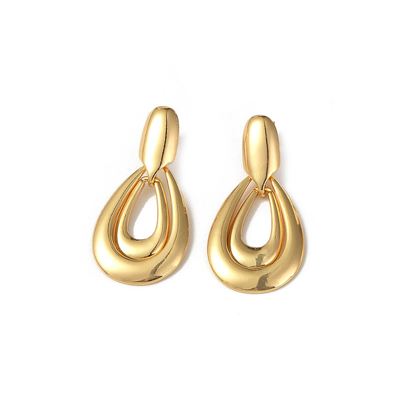 1 Pair Elegant Lady Circle Polishing Plating Copper 18k Gold Plated Drop Earrings display picture 11