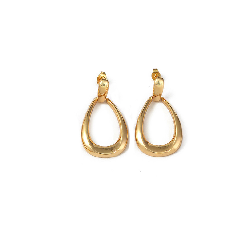 1 Pair Elegant Lady Circle Polishing Plating Copper 18k Gold Plated Drop Earrings display picture 6
