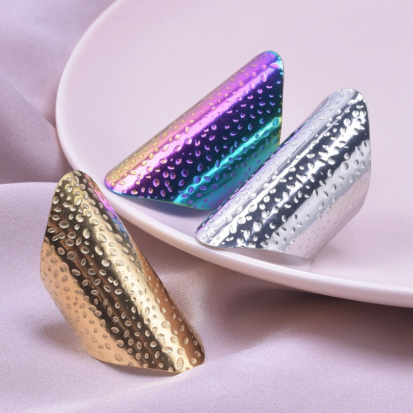 Hip-hop Retro Geometric Solid Color Stainless Steel Polishing Open Rings display picture 5