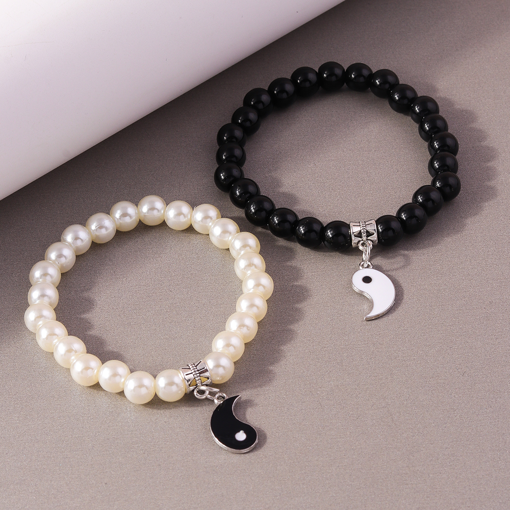 Chinoiserie Runden Perlen Perlen Paar Armbänder display picture 8
