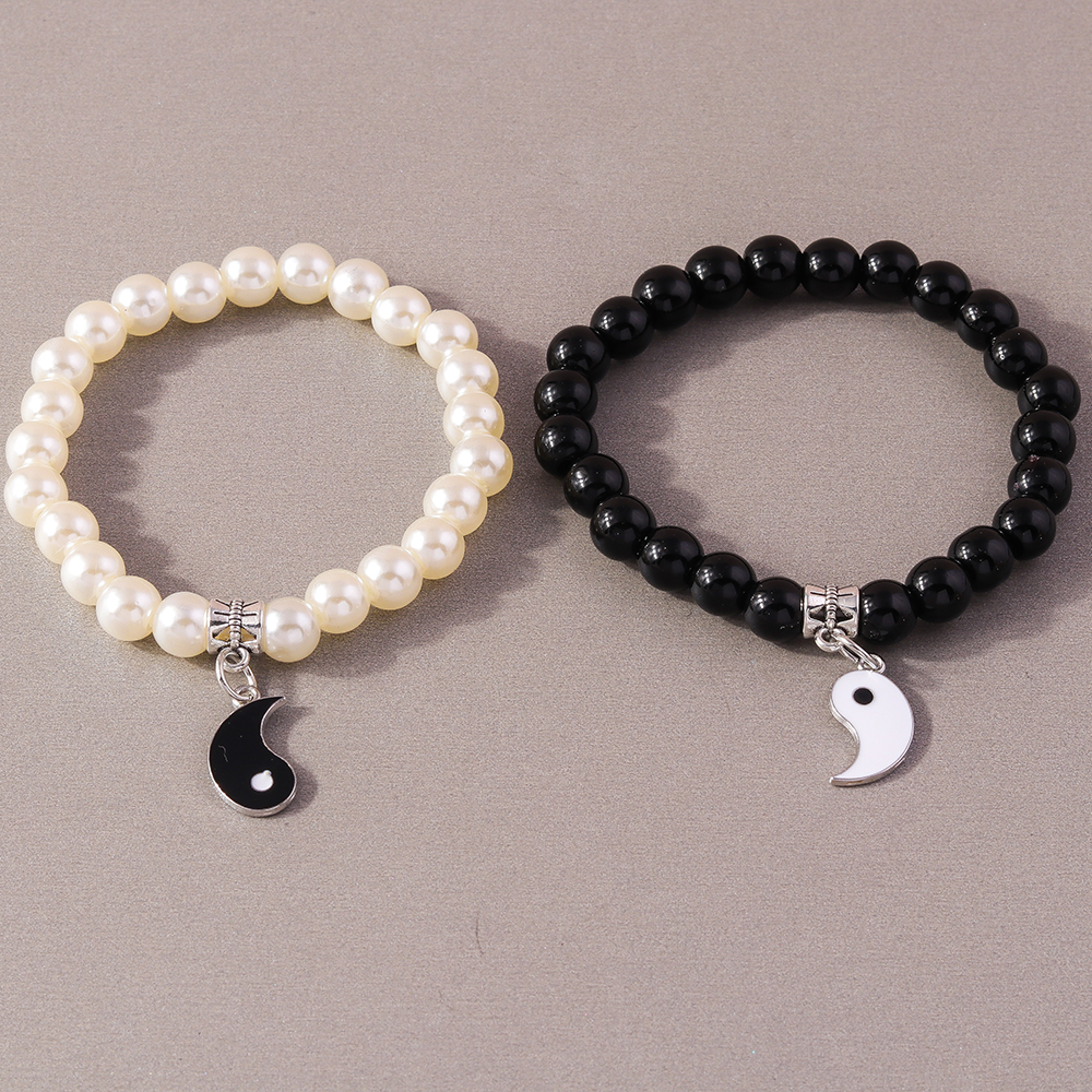 Chinoiserie Runden Perlen Perlen Paar Armbänder display picture 6