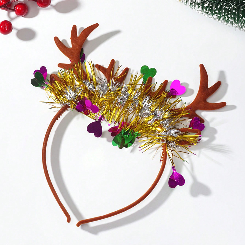 Cute Heart Shape Antlers Plastic Sequins Hair Band display picture 1