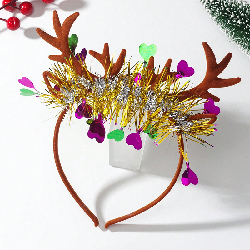 Cute Heart Shape Antlers Plastic Sequins Hair Band display picture 5