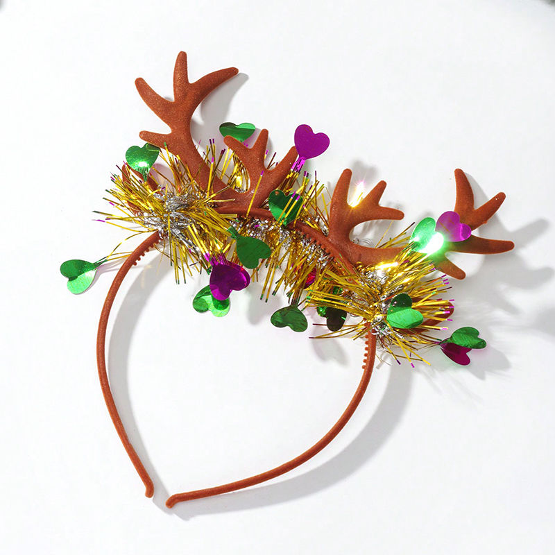 Cute Heart Shape Antlers Plastic Sequins Hair Band display picture 3