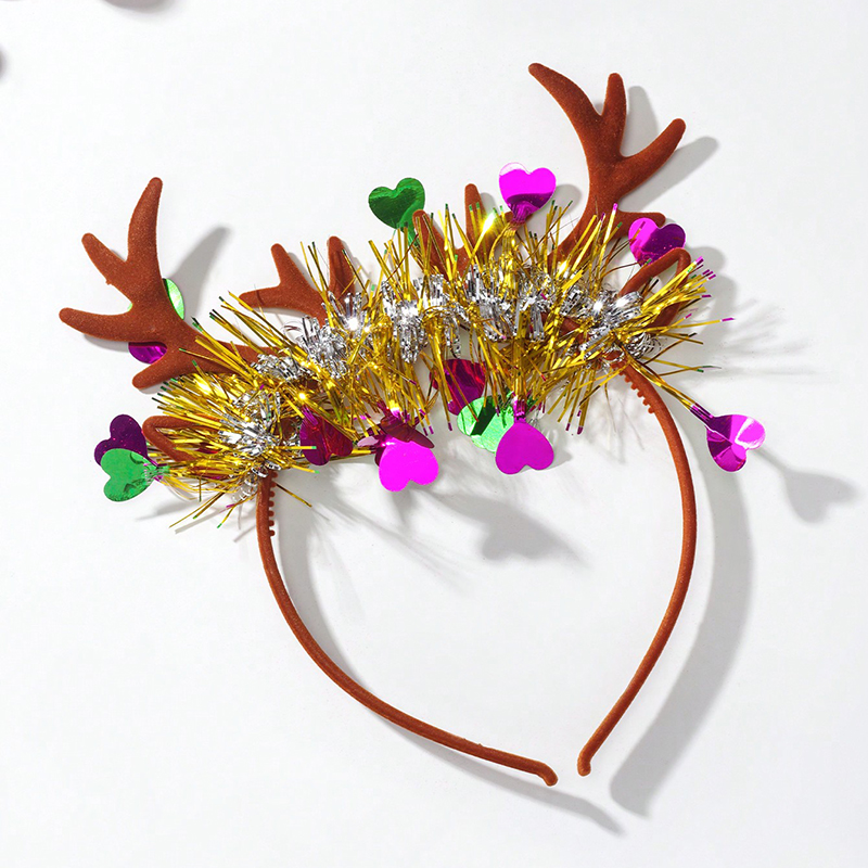 Cute Heart Shape Antlers Plastic Sequins Hair Band display picture 2