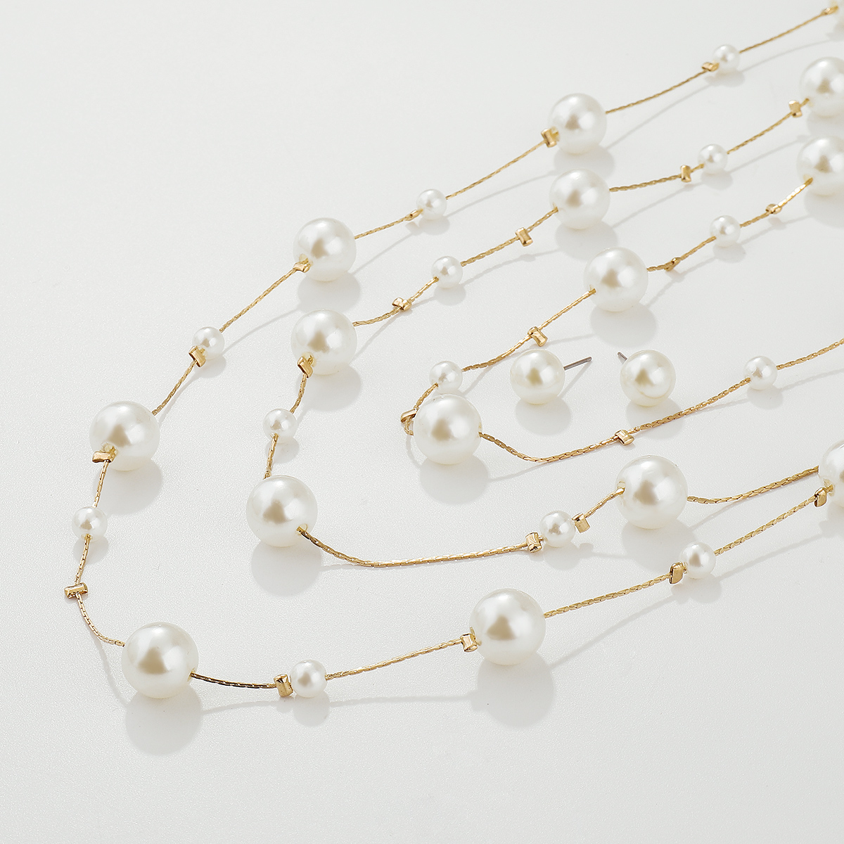 Elegant Modern Style Simple Style Geometric Imitation Pearl Women's Layered Necklaces display picture 6