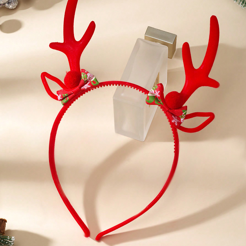 Cute Bow Knot Antlers Plastic Flannel Hair Band display picture 4