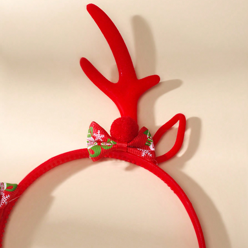 Cute Bow Knot Antlers Plastic Flannel Hair Band display picture 2