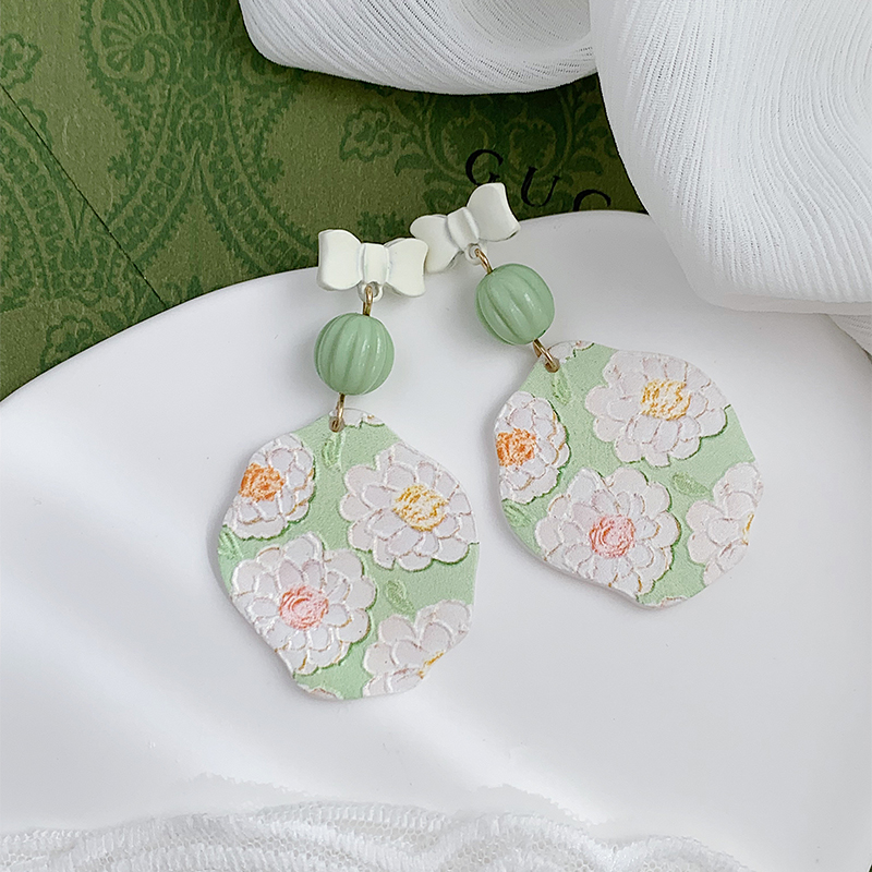 1 Pair Vintage Style Flower Bow Knot Stoving Varnish Alloy Resin Drop Earrings display picture 2