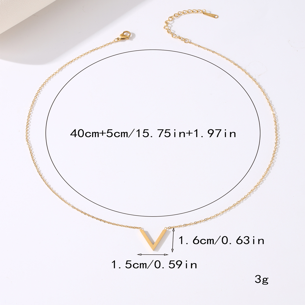 Einfacher Stil V-form Rostfreier Stahl Überzug 18 Karat Vergoldet Halskette display picture 2