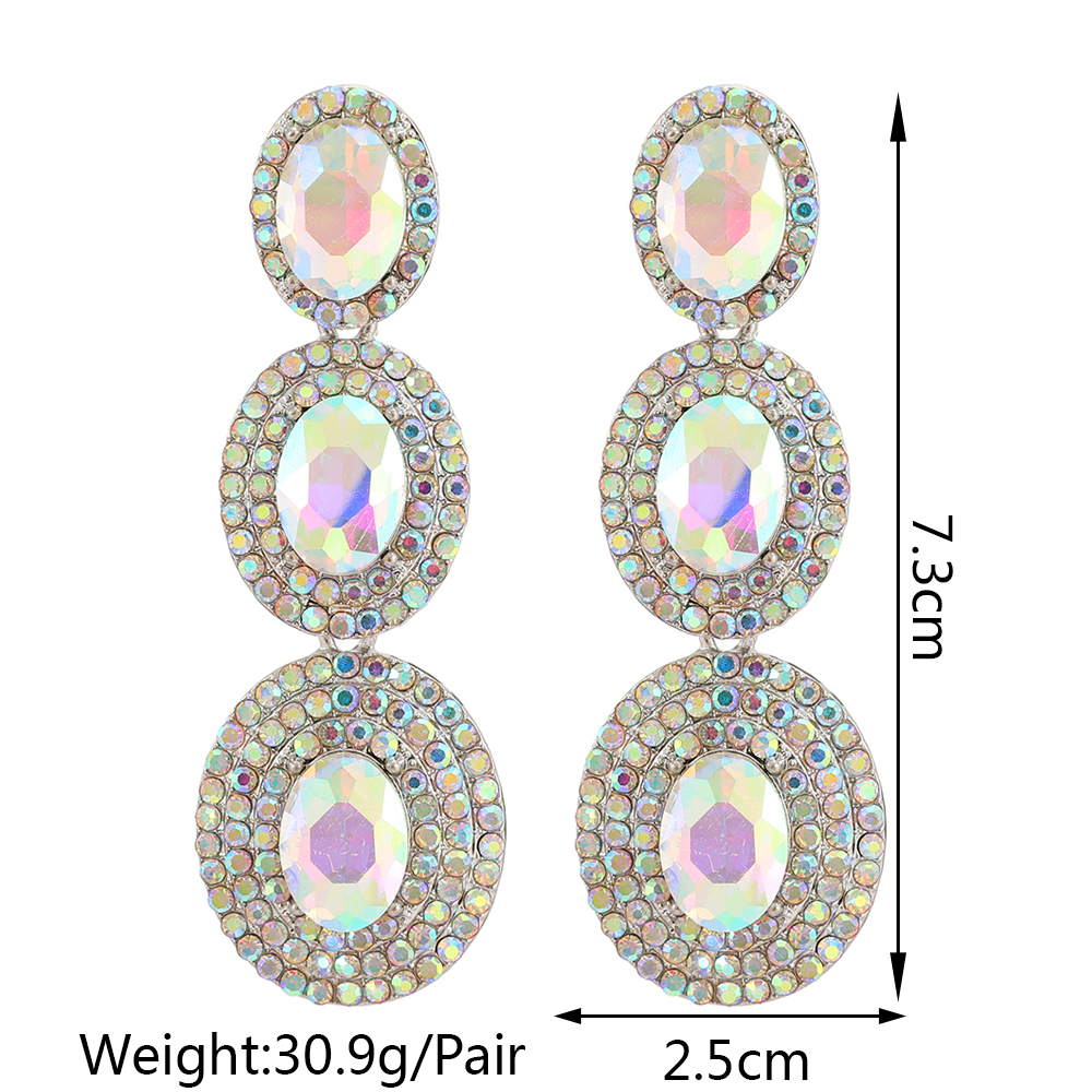 1 Pair Elegant Oval Plating Inlay Alloy Rhinestones Glass Drop Earrings display picture 1