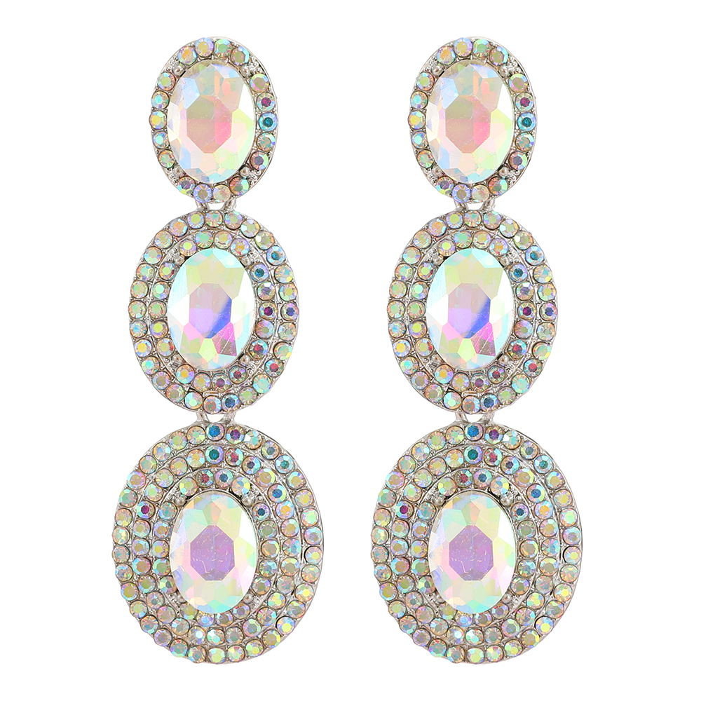 1 Pair Elegant Oval Plating Inlay Alloy Rhinestones Glass Drop Earrings display picture 2