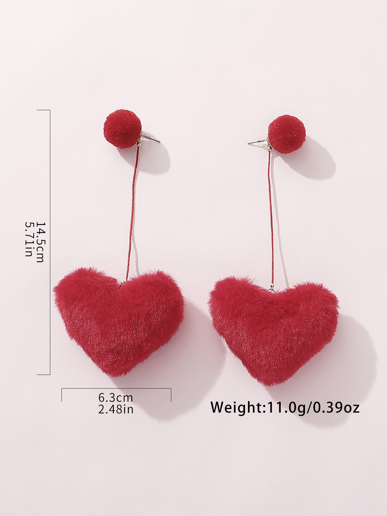 1 Pair Simple Style Heart Shape Synthetic Fibre Drop Earrings display picture 5